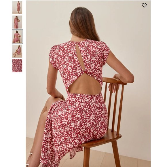 Reformation Red Floral Midi Dress - Picture 4 of 12